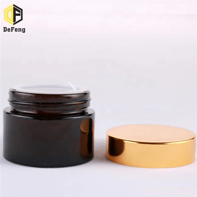 
Amber glass cream bottle with gold cap 20g 30g 50g 