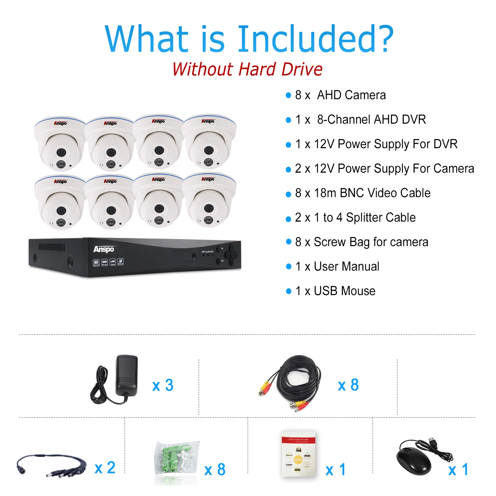 CCTV manufacturer 2mp 8ch DVR AHD kits 8MP surveillance camera kit cctv camera system security camera