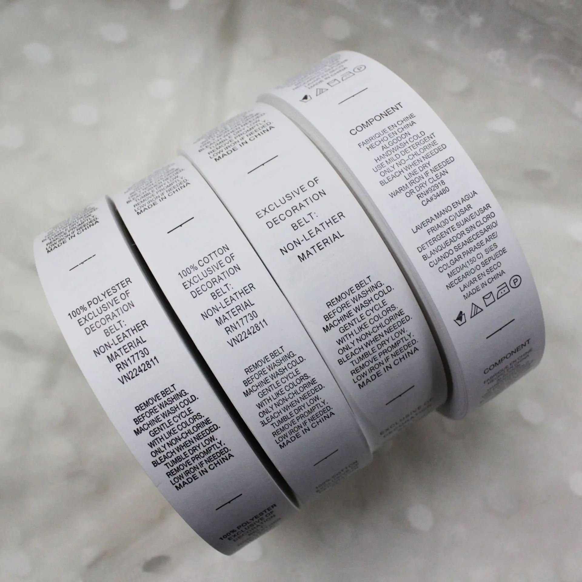 custom Nylon Taffeta Label Rolls/paper tape  for Printing care Labels