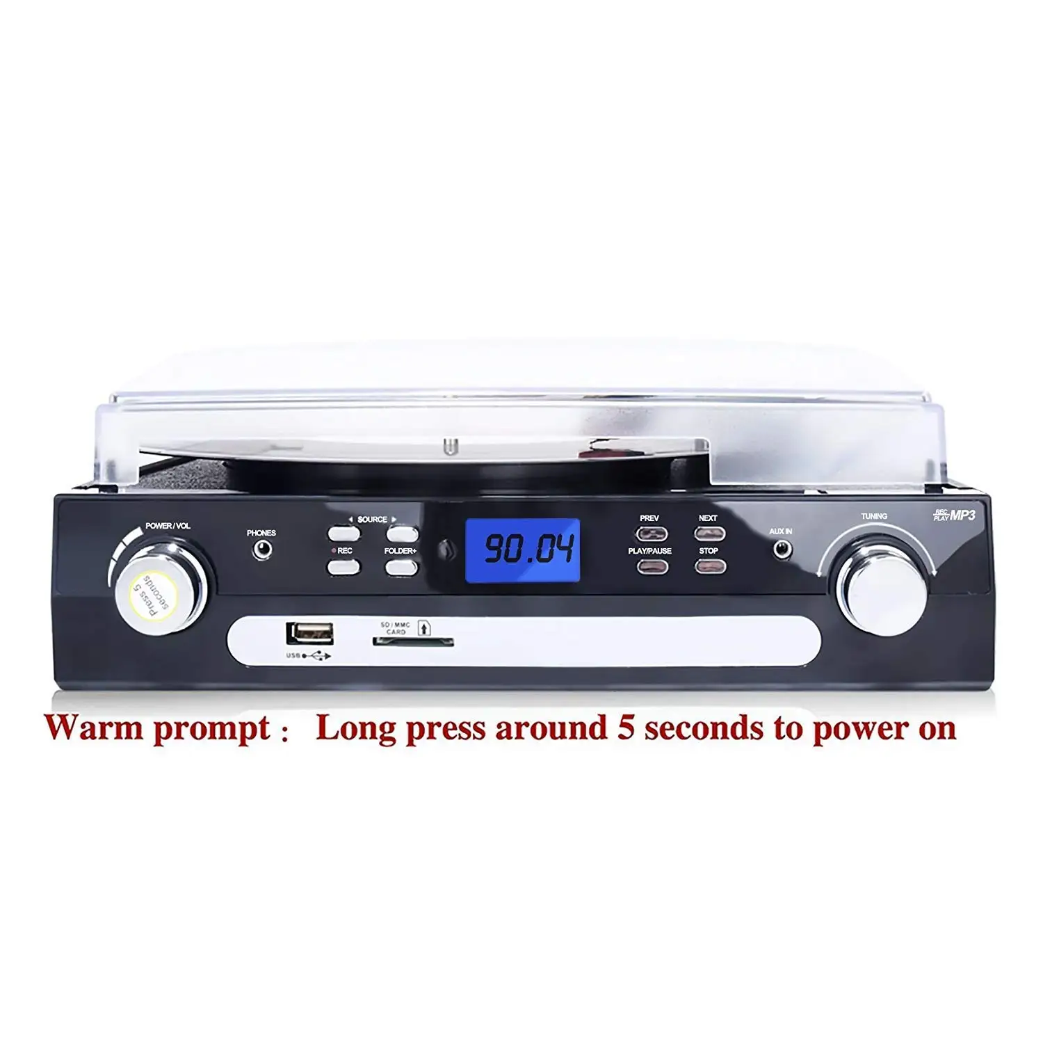 Turntable Vinyl Recorder  Player/Converter with Pitch Control,Tone Control/PC Encoding/Recording, Aux in/Built-in stereo speaker