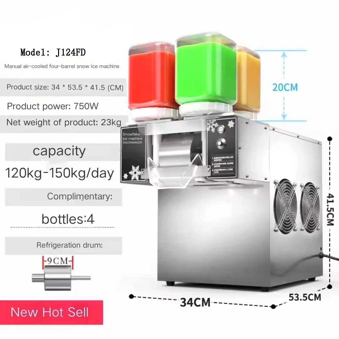 Commercial 4 flavors digital design snow ice machine snowflake shaver milk cream crusher air freezer