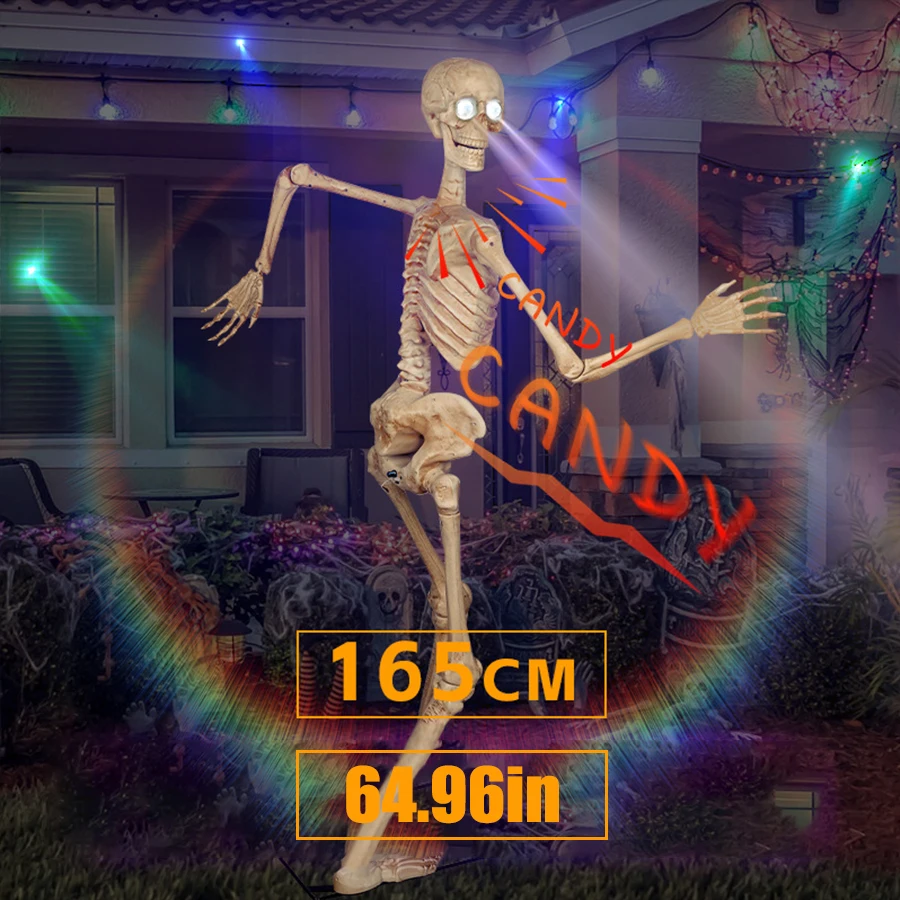 Artificial skeleton ghost glow dancing  dynamic music blink eyes swing arms induction Halloween Decorations Skeleton