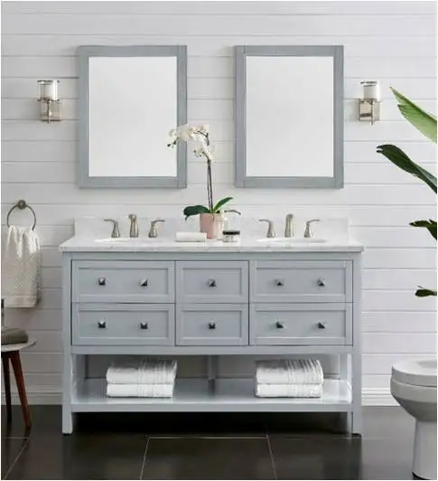 Customized Size Floor Units Grey Wood Natural Marble Washbasin Bathroom Cabinet washbasin for bathroom