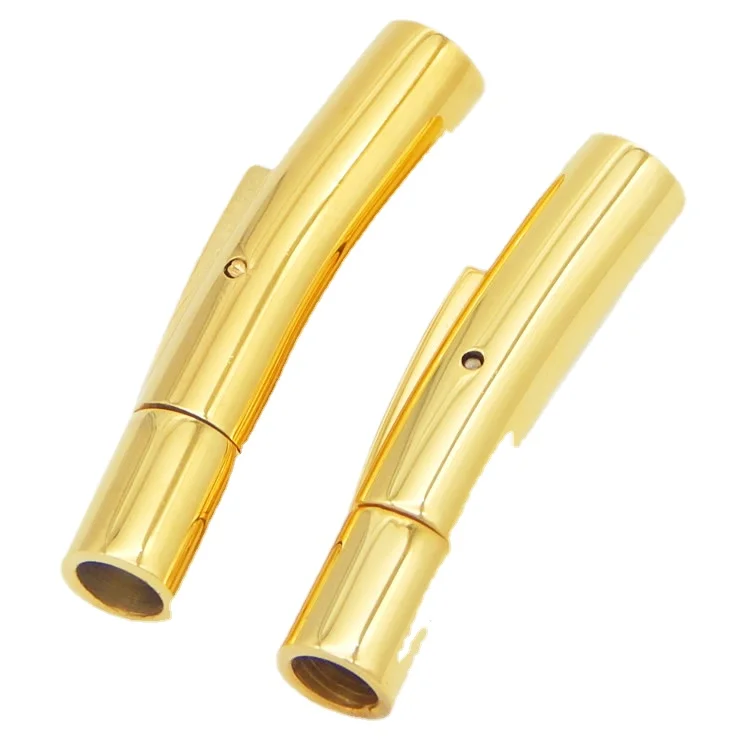 Wholesale 3/4/5/6mm Engravable Stainless Steel Vacuum Plating Gold Clasps for Rope Bracelet and Necklace