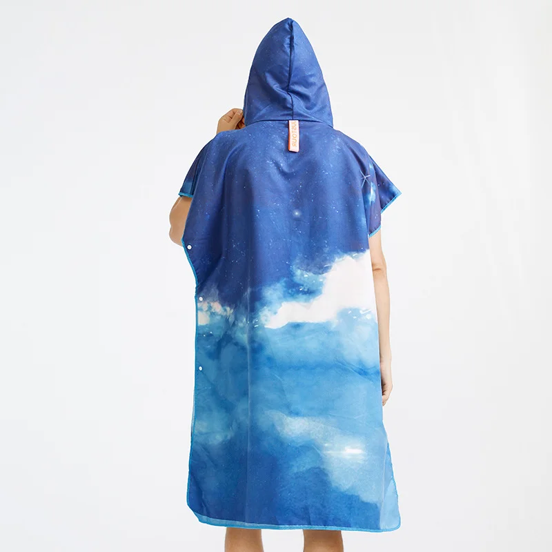 Heenlong Hot Sale Super Absorbent MIcrofiber Adults Surf Poncho 110cm*80cm Summer Towel Hoodies with Zipper for Beach Vacation