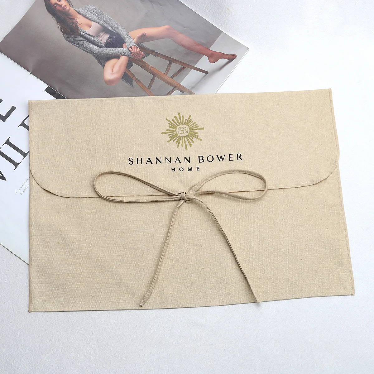 Recyclable Organic Cotton Canvas Pouch with Custom Logo Eco-friendly Envelopes for Clothes and Shoes Packing