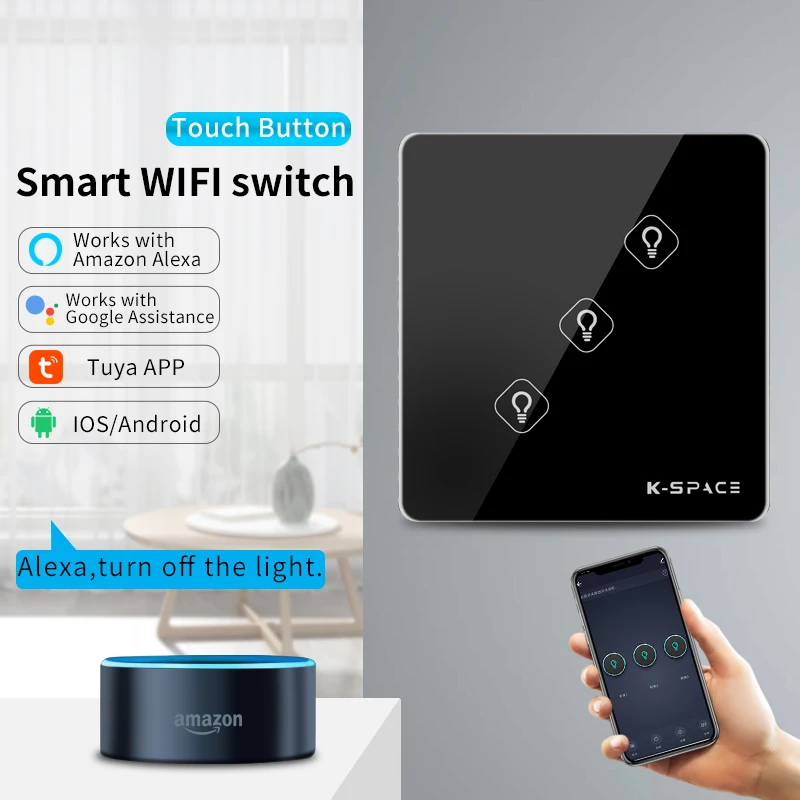  Умный настенный выключатель Alexa Google Home Automation 1-3 клавиши дистанционное управление голосом Wi-Fi сенсорные