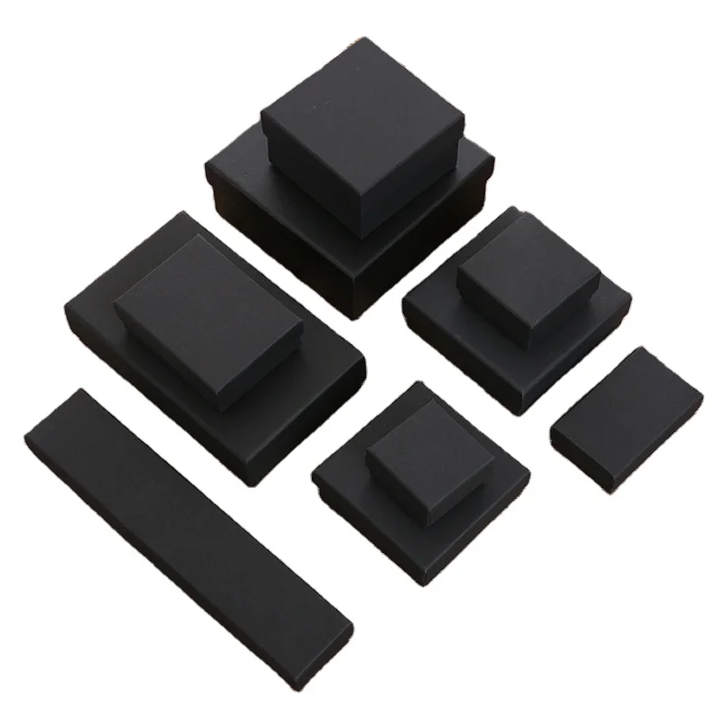 kraft paper bracelet rings earring pendant necklace gift boxes jewelry packaging box with sponge