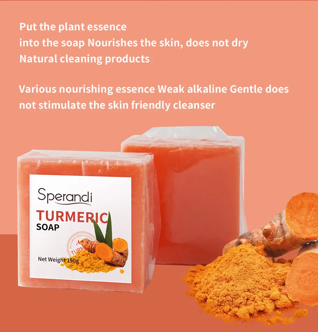 Factory Wholesale Private Label OEM Organic Whitening Anti-acne Skin Care Turmeric Handmade Bath Facial Soap 100g