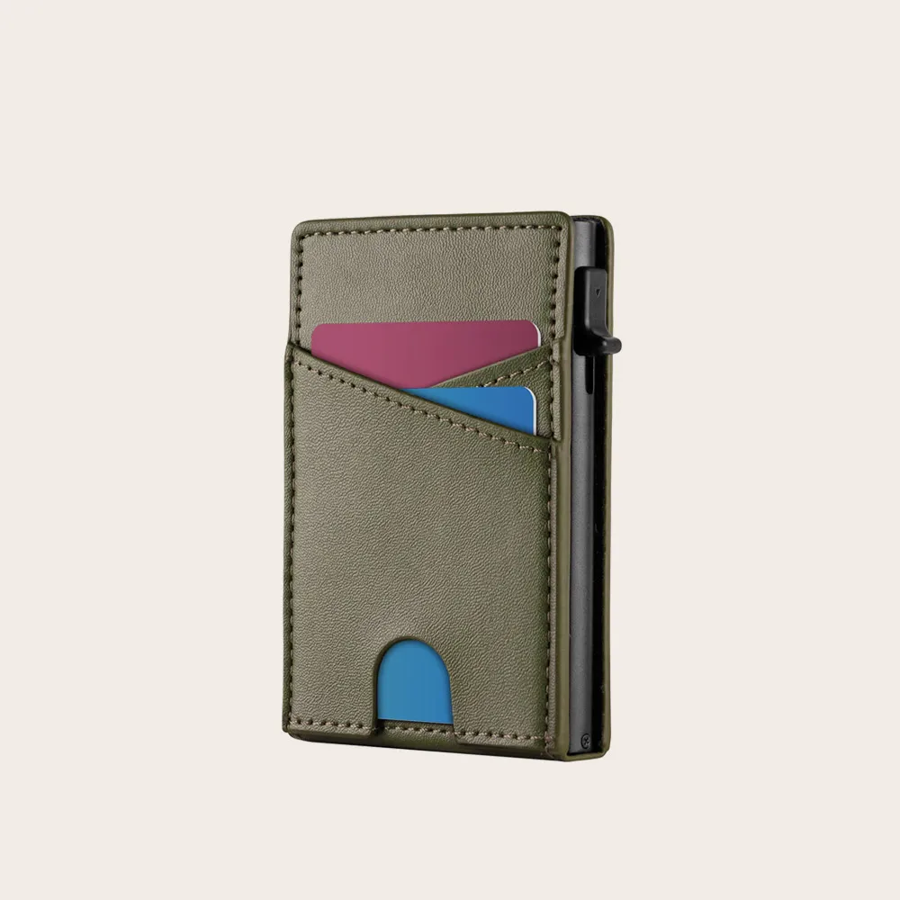 Зажим для денег металлический RFID блокирующий держатель для кредитных карт кожаный бумажник для карт всплывающий металлический бумажник