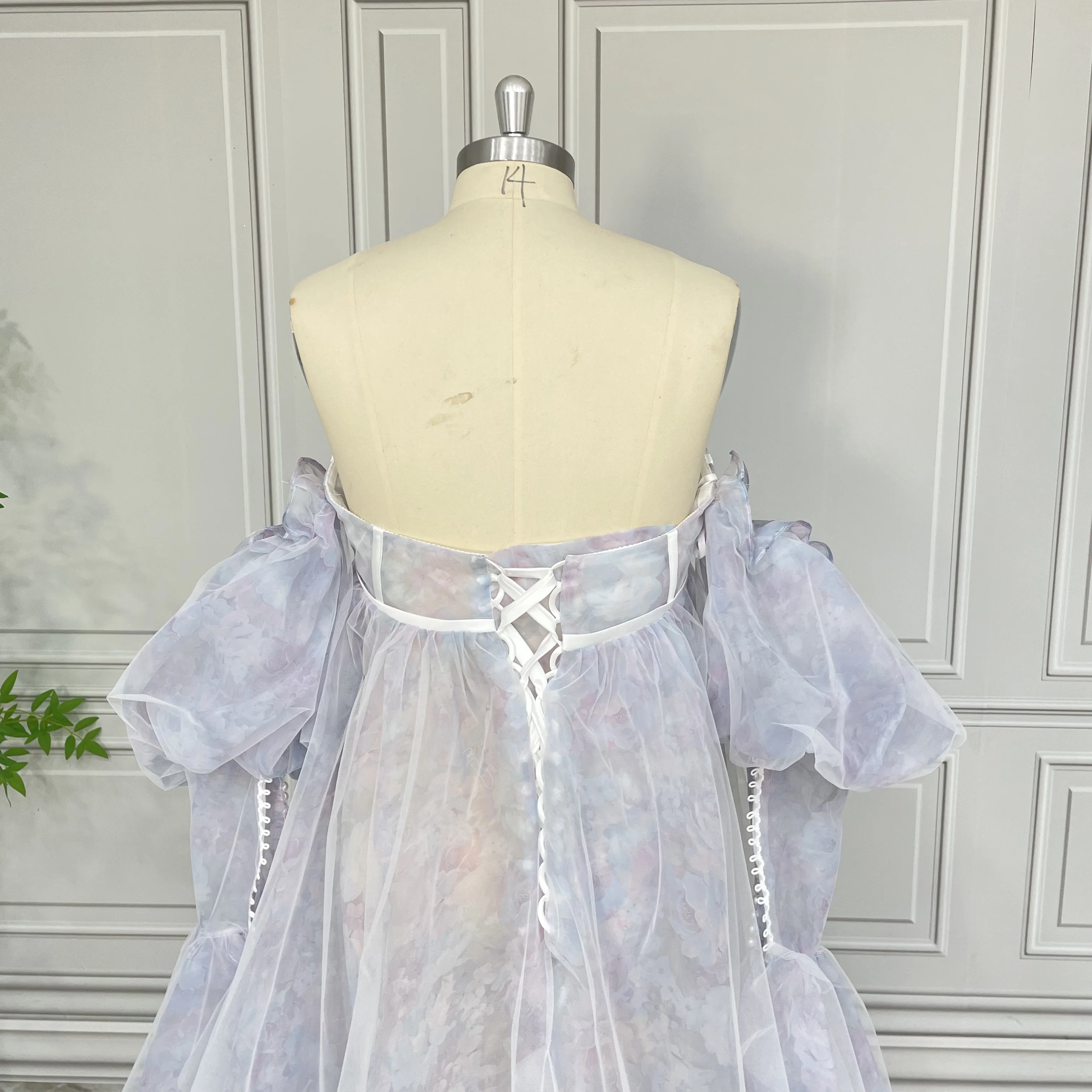 100% Real Photos High Quality Flowers Print Organza Maternity Photo Shoot Dress For Baby Shower Pregnant Women Gown 2024