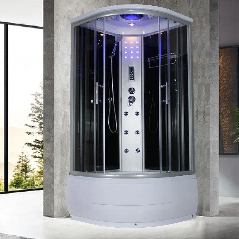 Steam bath shower room walk in shower enclosure black tempered glass material standing shower cubicle