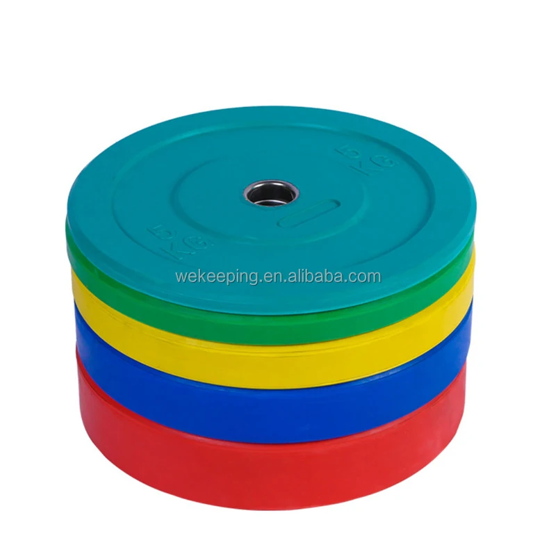 China Manufacture Fitness Strength Color Rubber Coated Weight Bumper Plates For Powerlifting Training