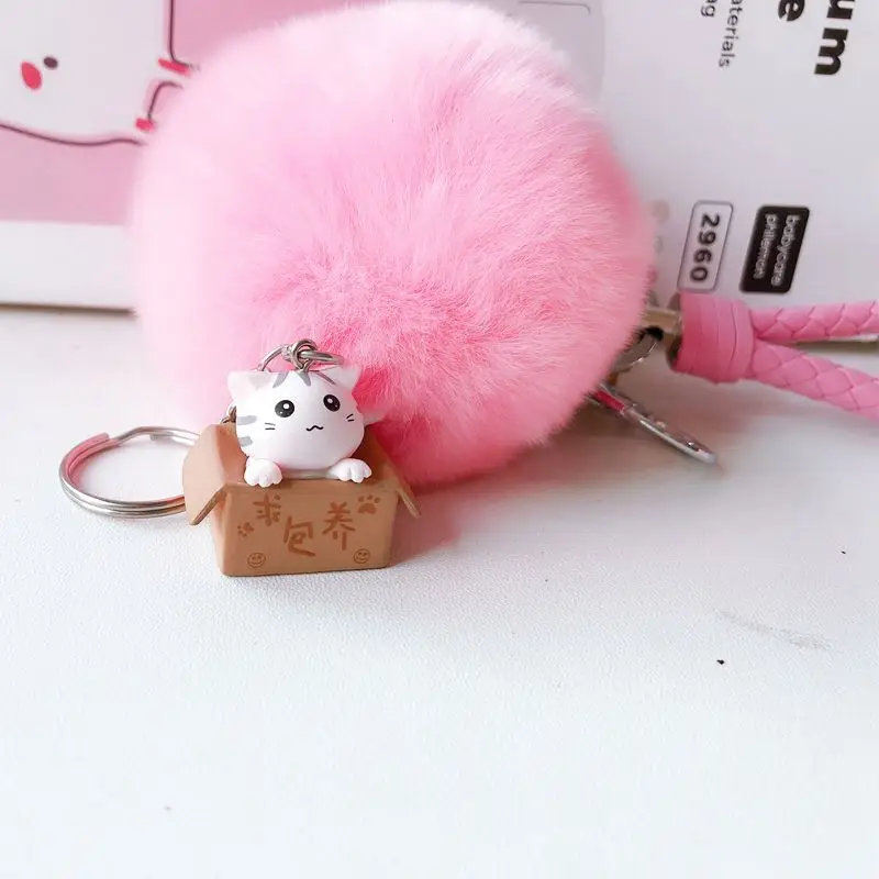 pvc XNG Cute keychain Self Defense Porte Clef Women pom KeyRing Car Trinket Key Chains Kids Toy  Cartoon Lucky Keychain Keyring