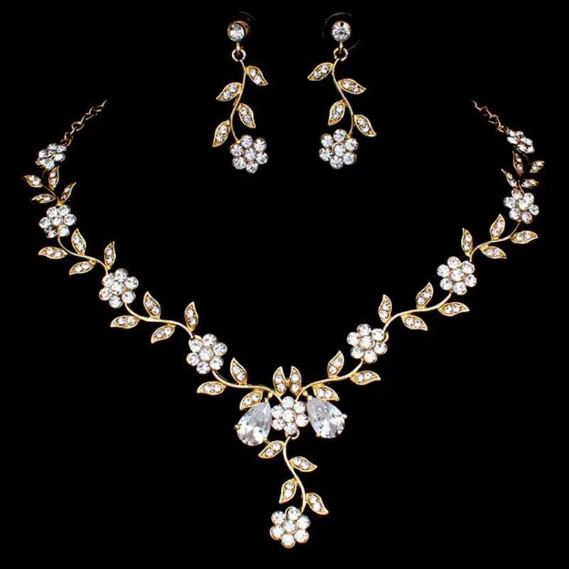 fashion jewelry rhinestone bling earrings bridal wedding girls crystal luxury necklace women set