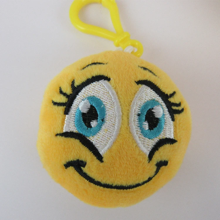 Customized Elastic Plush Ball Toy Plush Keyrings With Smile Angry Sad Different Emotion