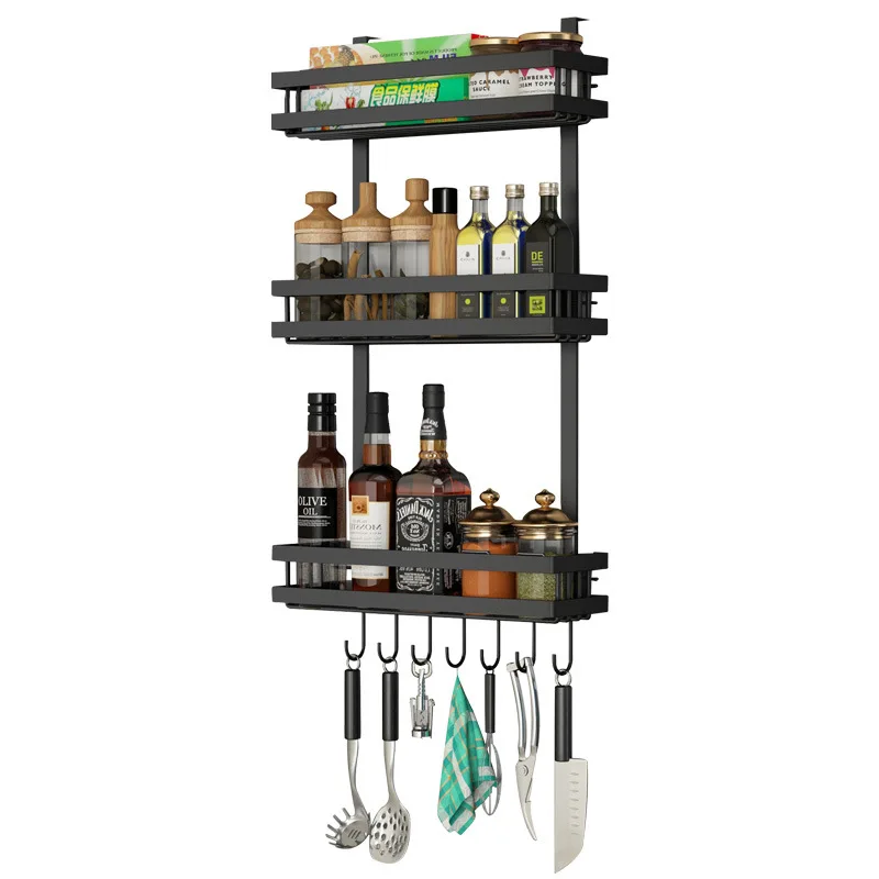 
AliGan refrigerator side wall-mounted storage rack multifunctional storage kitchen spice rack wall-mounted plastic wrap hanger 