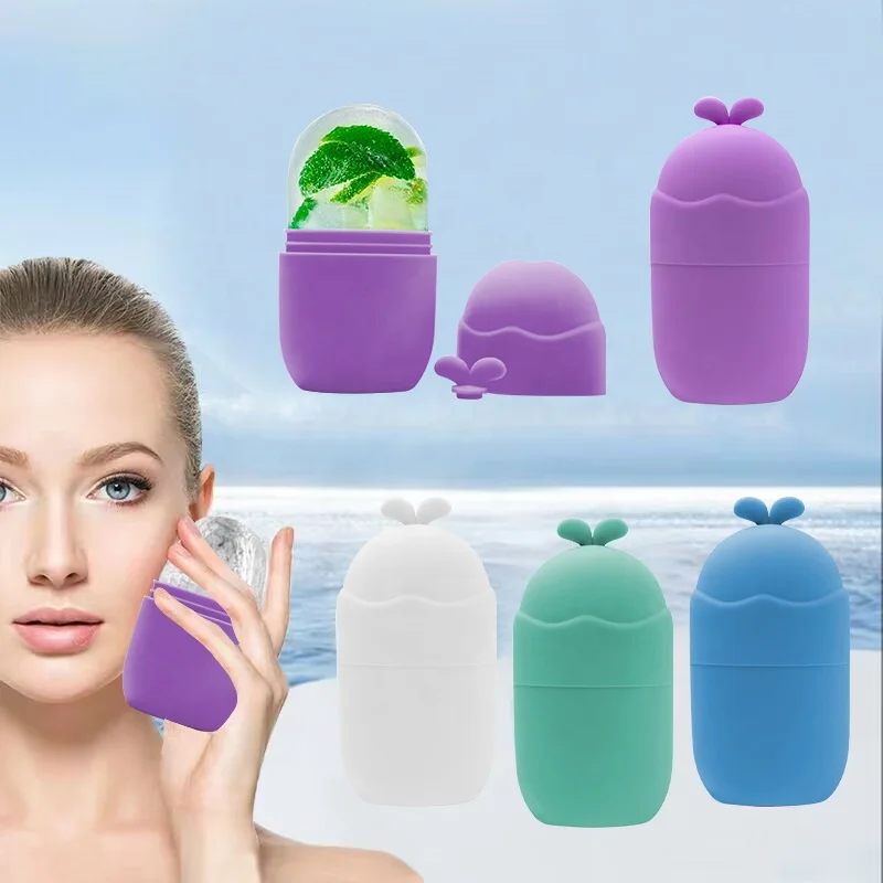Silicone ice facial roller skin care beauty lifting face cooling massager reduce puff and dark ice holder for skin care