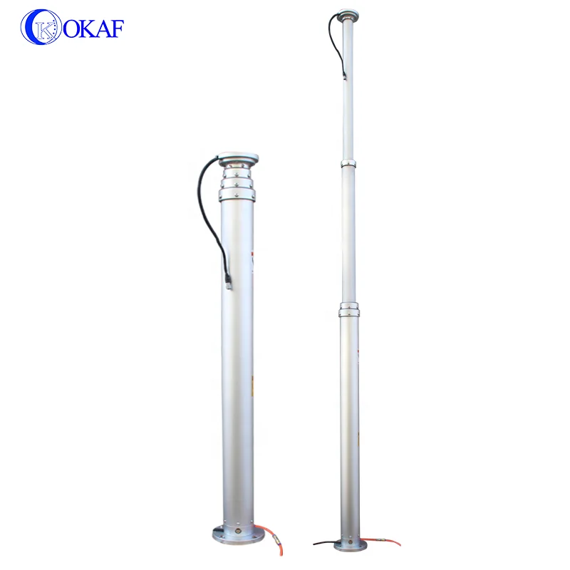OKAF Surveillance Camera Tower Vehicle Mounted Mast with CCTV PTZ Camera Pneumatic Telescopic Mast