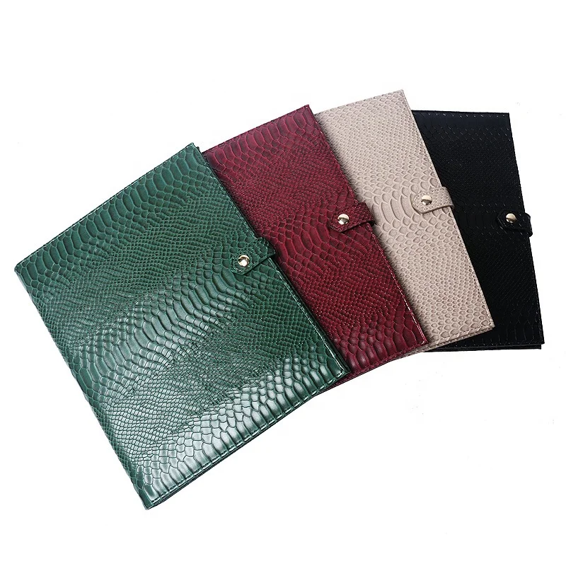 FS8394 Newest Fashion Snake Ostrich Crocodile File Folder Pouch A4 Document Bag for Ipad Phone Pen File 2 Pcs with Card Slots