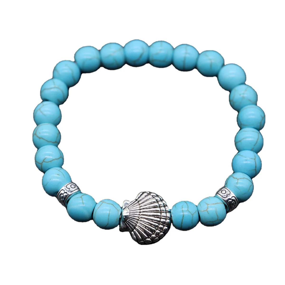 European American Retro Turquoise Bracelet Set Cross-Border Fashion Beaded Bracelets with Natural Stone Turquoise Color