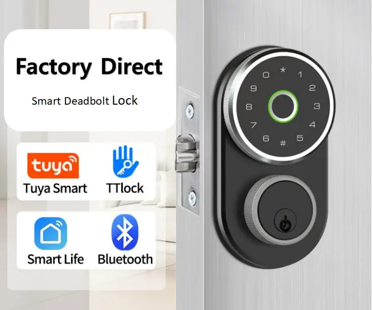 2024 Hot Selling Smart Deadbolt Lock America Digital Keypad Keys Biometric Fingerprint Unlocked High Security Smart Door  Lock