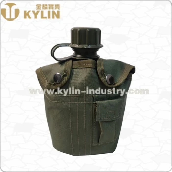 1L oliver green travel canteen with aluminum mug and green bag