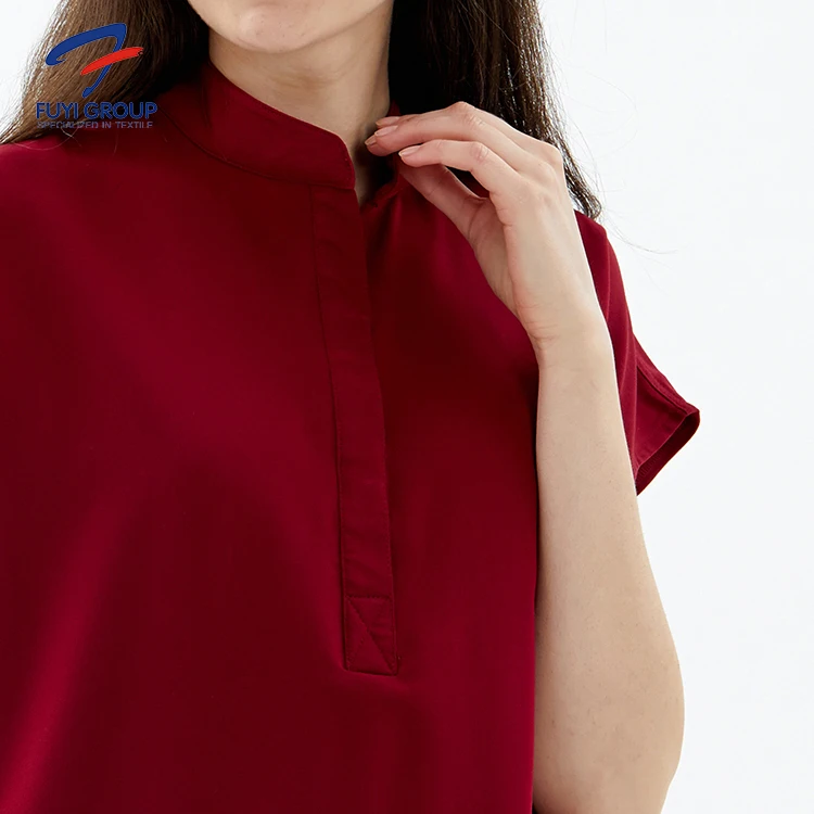 American Series Reusable Fashionable Spandex Uniformes Medico Stretchy Anti-bacterial Scrub Nurse Uniform Medical Scrubs Tops