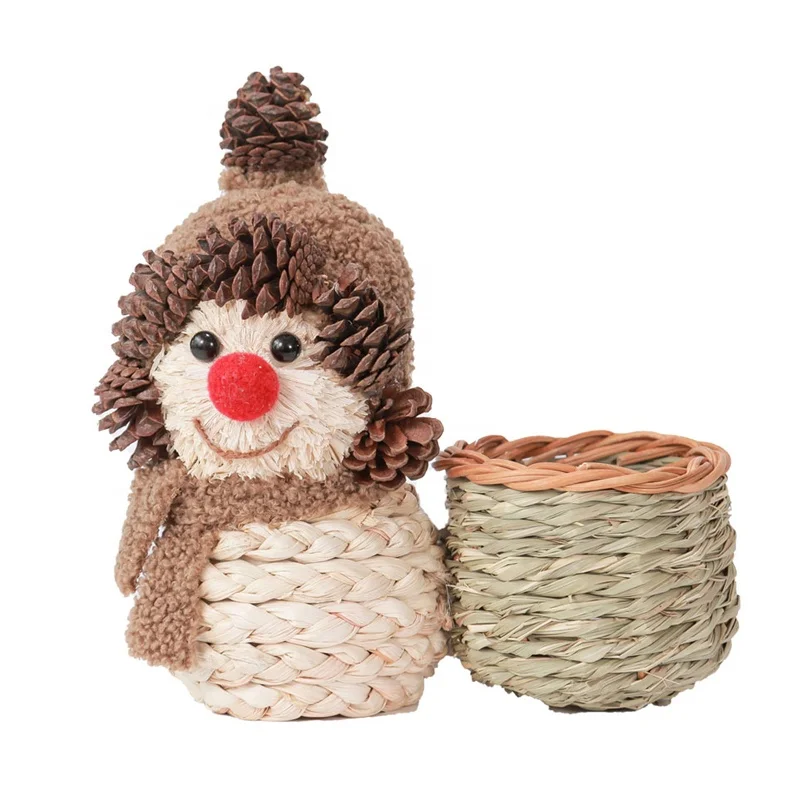 2024 Custom 100% Handmade Desktop Decorative Straw Planter Pot