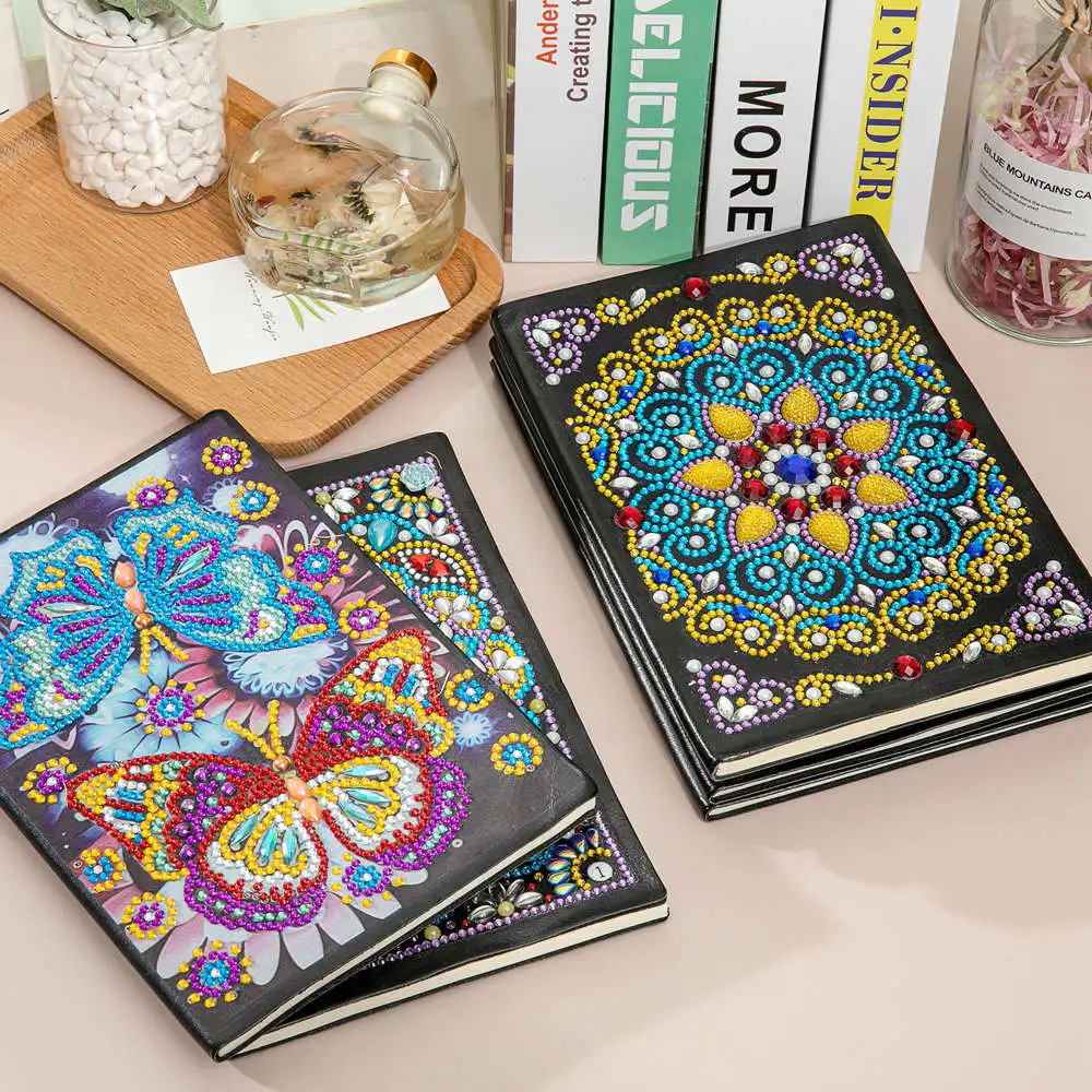 Wholesale Shinny A5 5d Diamond Painting Notebooks Special shaped crystal drill kits for writing diary handmade gift