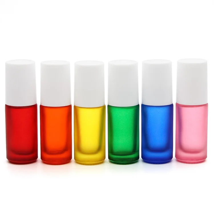 5ml matte glass roller bottle for essential oil, Travel bottle with screw lid,Packing bottle for perfume eye cream