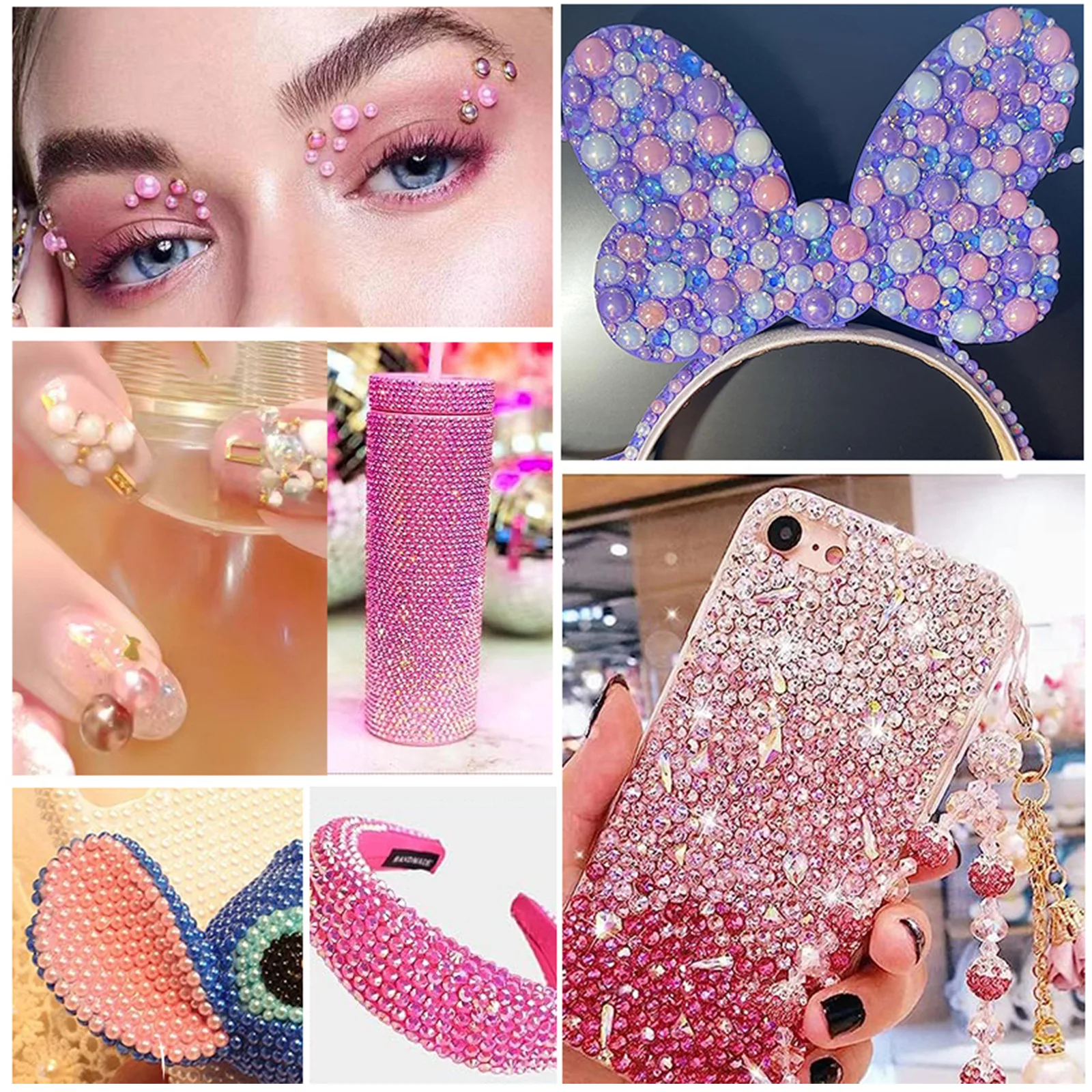 30g Half Round Varies ABS Plastic Beads Resin Flat Back Pearl Rhinestone Mix Resin Rhinestone