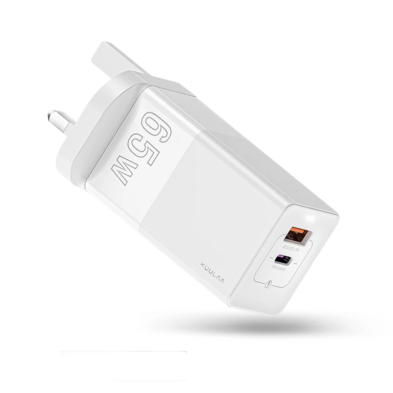  Лучший универсальный 2 порта USBC QC3.0 PD Великобритании стандартный разъем 3-контактный сетевое быстрое 65 Вт Ган мобильного телефона адаптер зарядного устройства с помощью портов типа C и