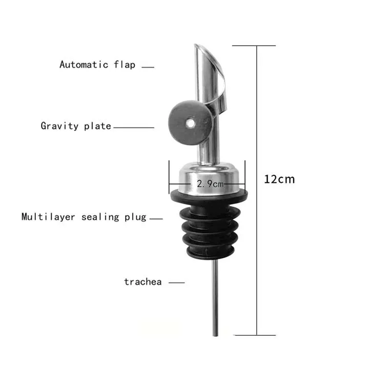 Custom wine oil bottle pourer silicon bar accessories stainless steel liquor metal bottle pourer