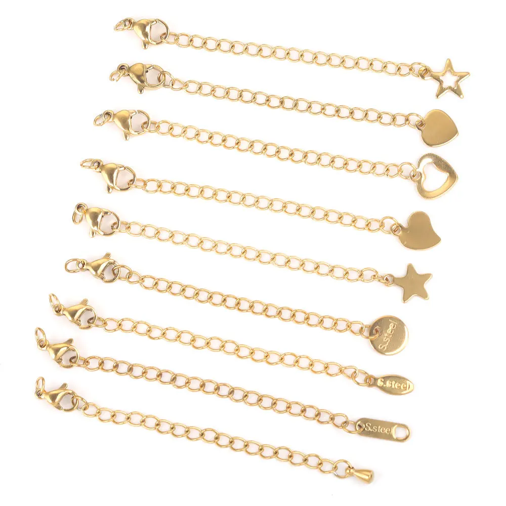 Stainless Steel Extended Extension Tail Chain Lobster Clasps Connector for Bracelet Necklace Jewelry Making DIY 1