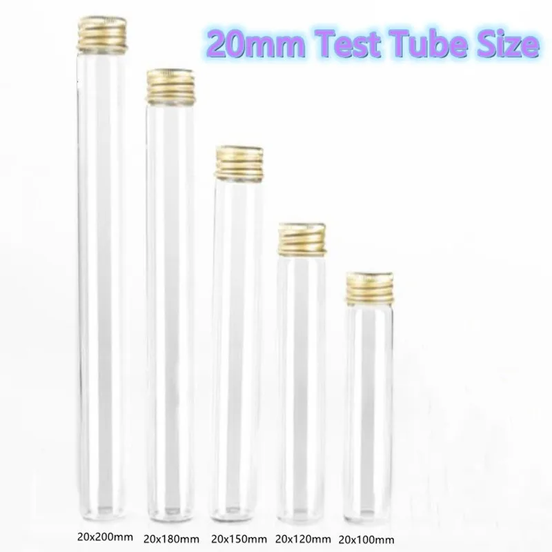 Transparent Flat Bottom Test Tube for With Aluminum Screw Cap 20mm 22mm 25mm 30mm