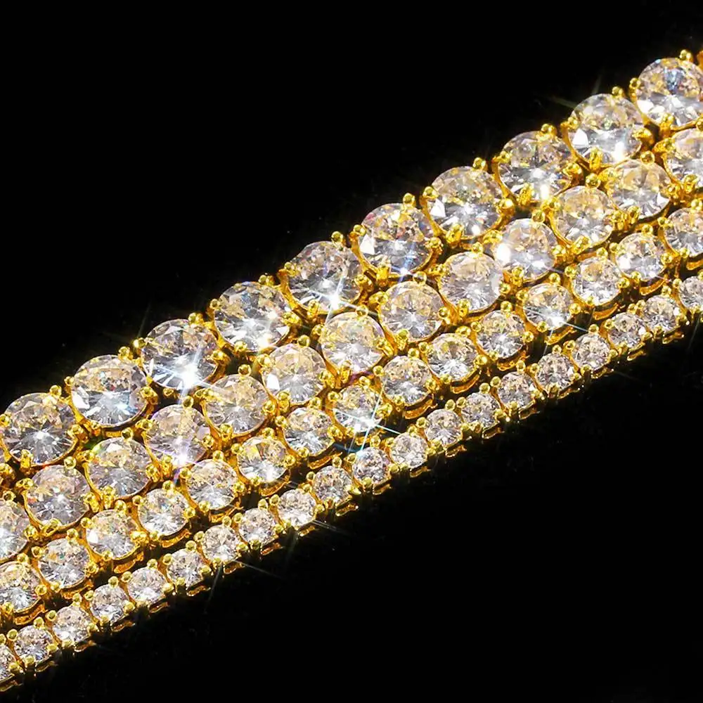 Hot selling hip hop Zircon Tennis Necklace gold silver cuban chains accessories full diamond necklaces for men and women