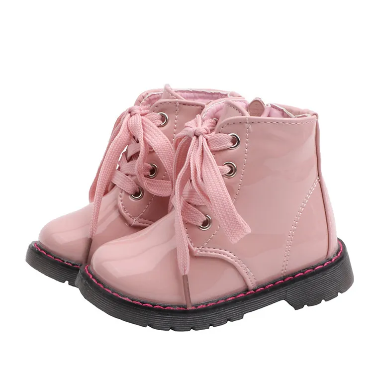New autumn/Winter 2020 boots for girls and boots for boys, short leather boots for baby and velvet waterproof cotton shoes