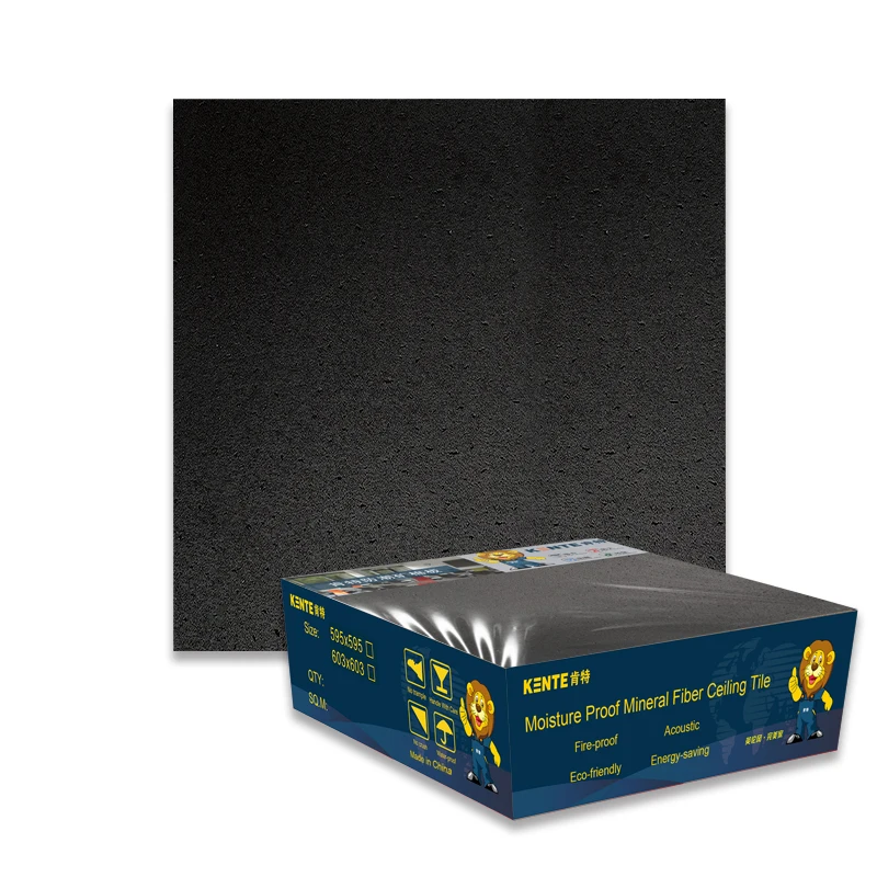 Different Surface Design Black mineral fiber ceiling tiles 14mm thickness acoustic ceiling tile with perforated holes design