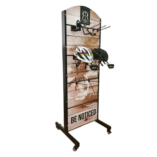 Metal Floor Standing Retail Pos Displays Rack for Motorcycle Helmet