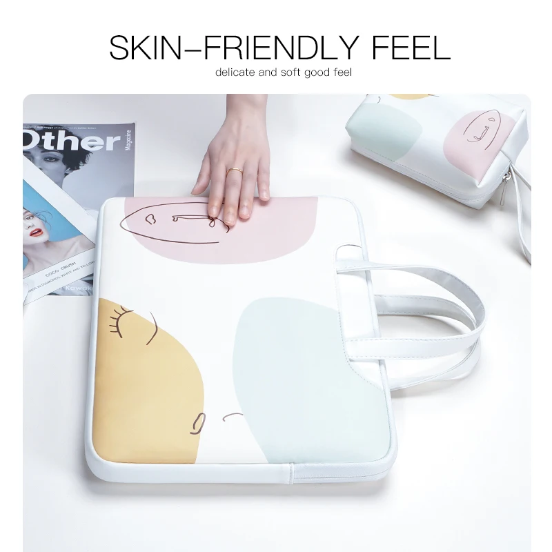 New custom Mini Cute laptop bags for girls pu leather Waterproof women 13.3 inch  Huawei HP office Hand bag Briefcase