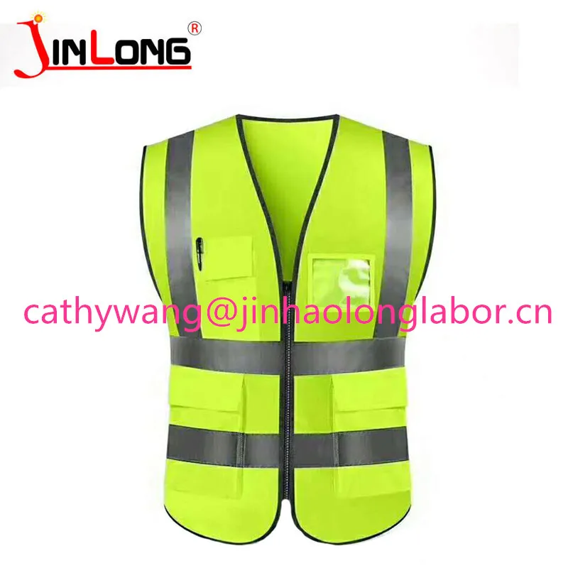 high quality  Reflective Vest Emergency Safety Vest With Pockets And Zipper workers vest
