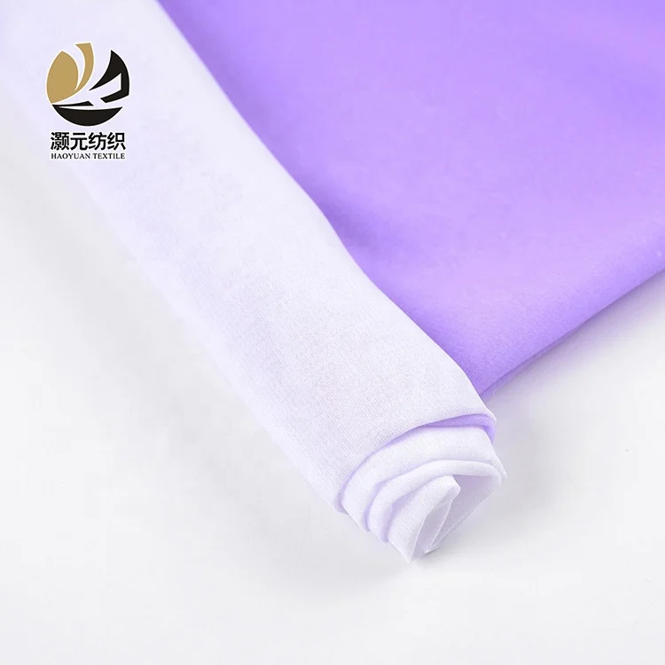 Orders directly different types of purple gradient color rolls prints chiffon fabric for dress
