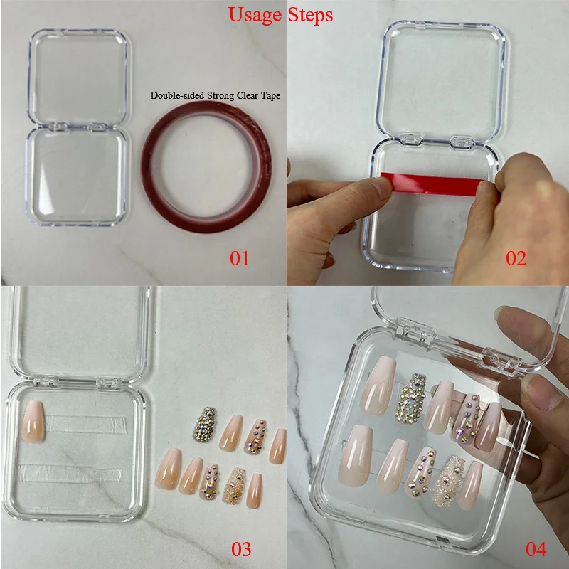 New Double Layer Manicure Dust Proof Nail Tips Storage Container Jewelry Transparent Display Boxes Press On Nail Packaging Box