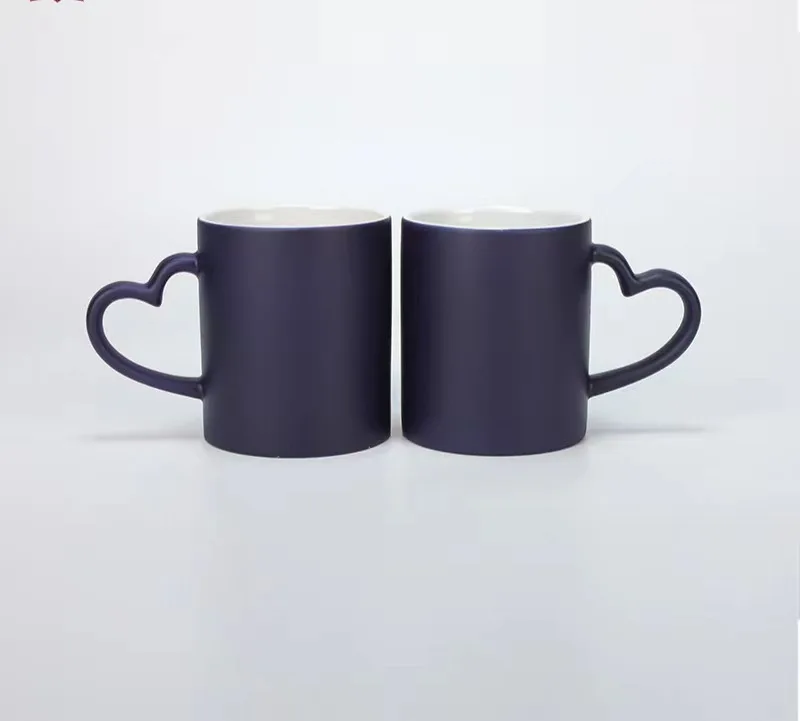 11 OZ Heat Transfer Color Change Heart Handle Mug