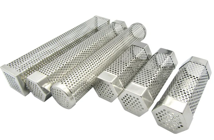 Hexagon shape 12 inch 304 cold smoker generator bbq grill mesh tray basket stainless steel wood pellet smoker