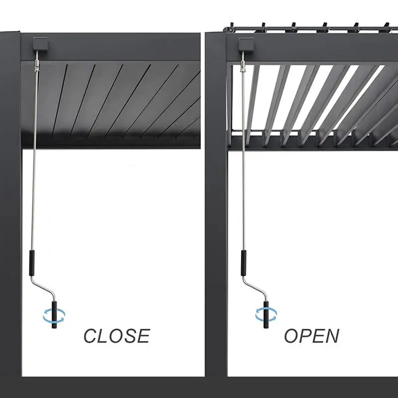 Waterproof Manual Pergola for Garden Outdoor Aluminium Gazebo Sun Shade for Patio Backyard or Courtyard for Hotels