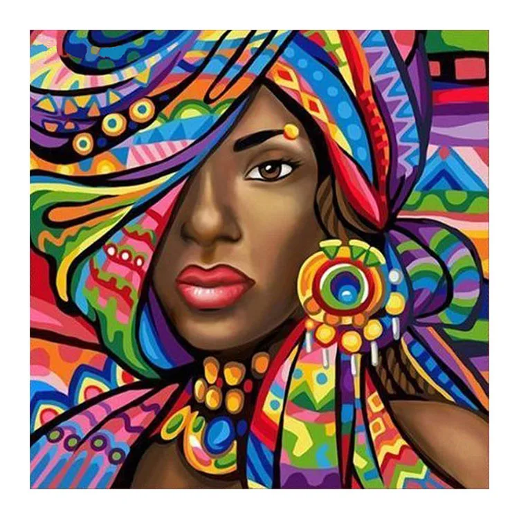 
African Art Wholesale Diamond Painting Full Square Or Round Paintings Pictures Canvas Woman 30 * 30CM 3D Wall Art For Home Decor 