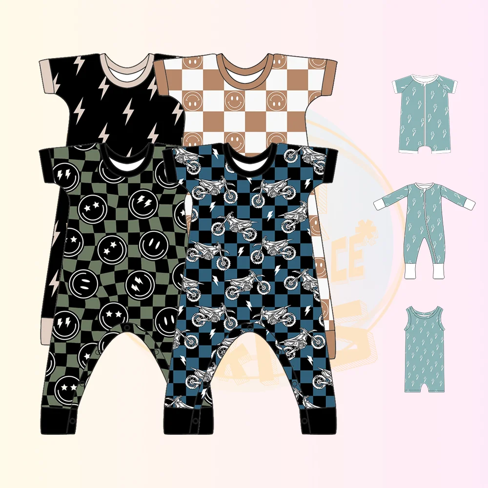 Детский цельный комбинезон KERUI с коротким рукавом и принтом улыбающегося лица/молнии