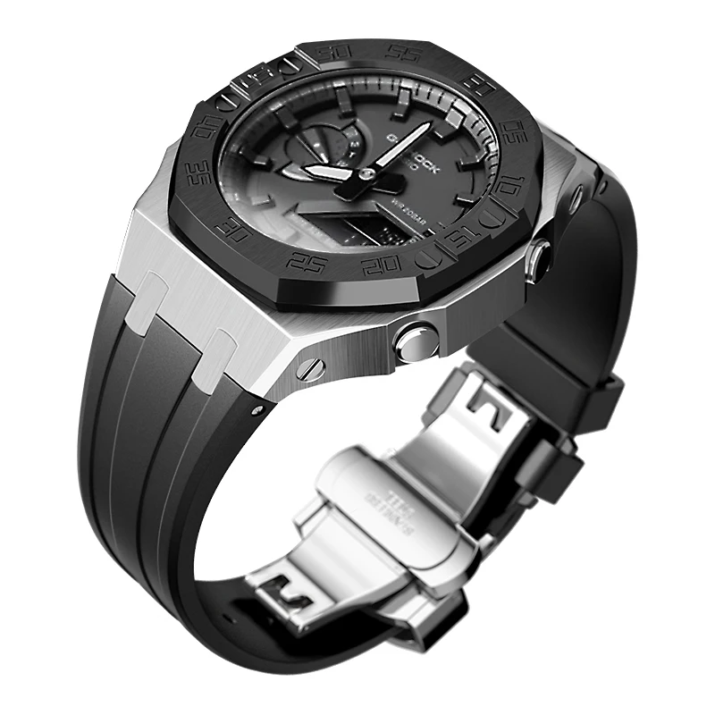 Gien материал 2021 новый роскошный 316L СС металлические мод чехол с ремешком для GA2100 4th количество ободок Gen черная рамка серебристого цвета Изменение деталей